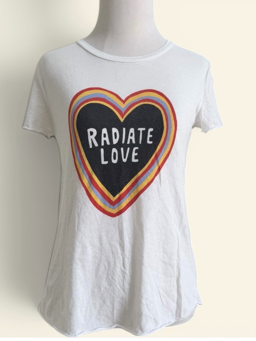 Michelle by Comune Radiate Love White Graphic Tee, Size XS, MSRP $25